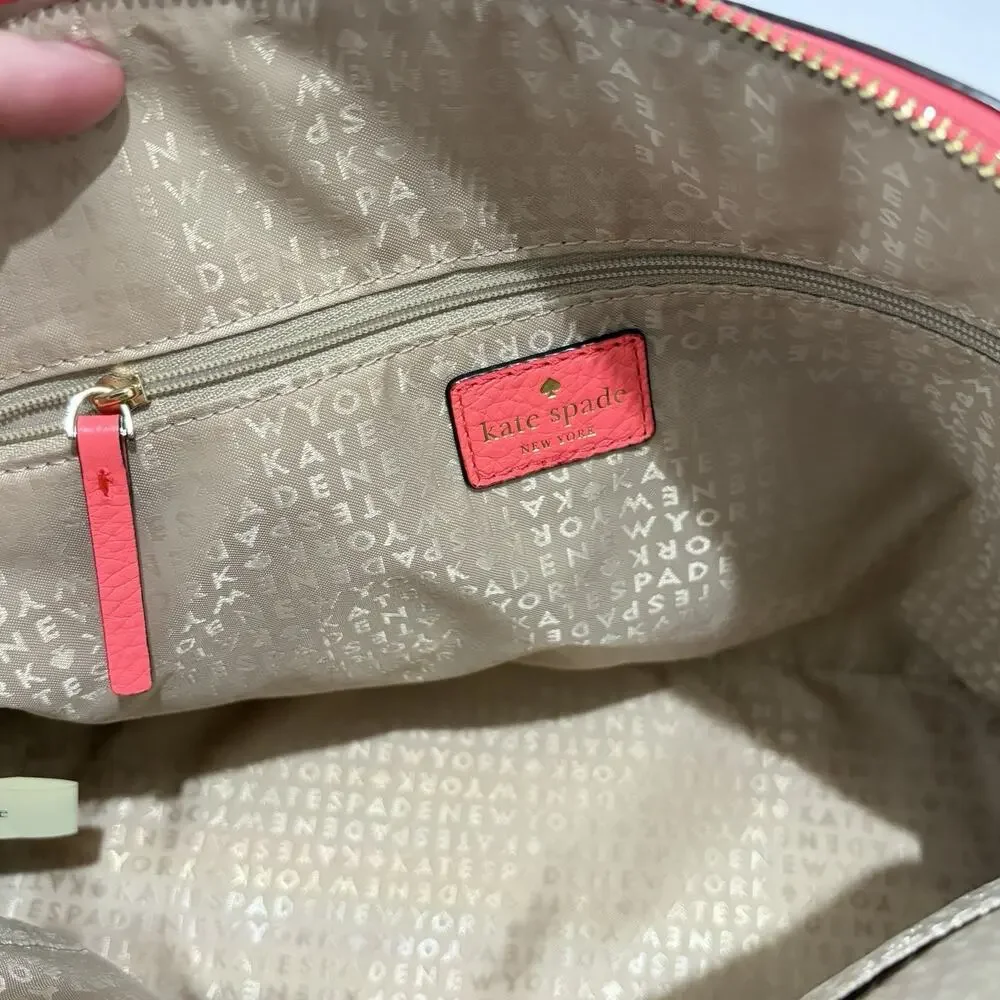 Kate Spade Wakefield Lane Carli Coral Handbag Pinkish Orange Laser Cut Purse